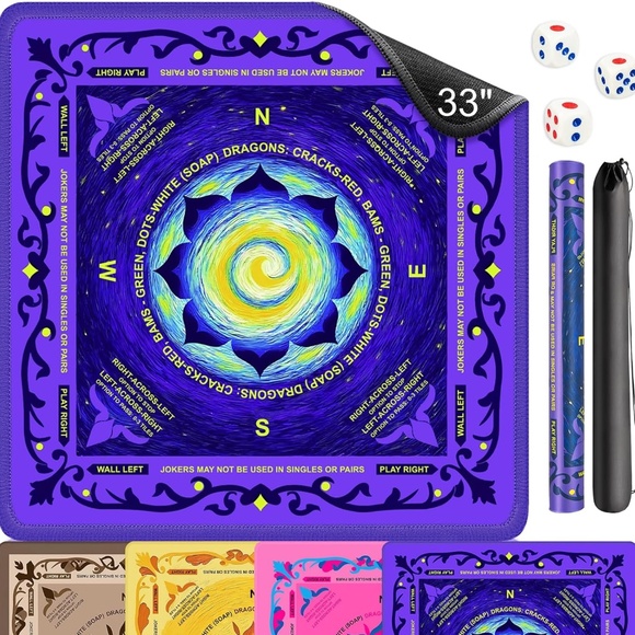 Mahjong Mat 33 x 33 with Storage Bag, Purple - Picture 1 of 7